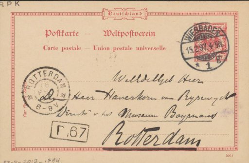 Postcard to Pieter Haverkorn van Rijsewijk