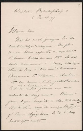 Letter to Pieter Haverkorn van Rijsewijk