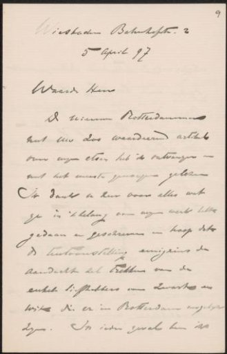 Letter to Pieter Haverkorn van Rijsewijk