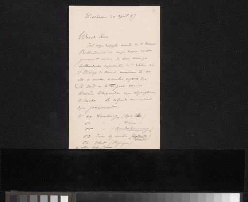 Letter to Pieter Haverkorn van Rijsewijk
