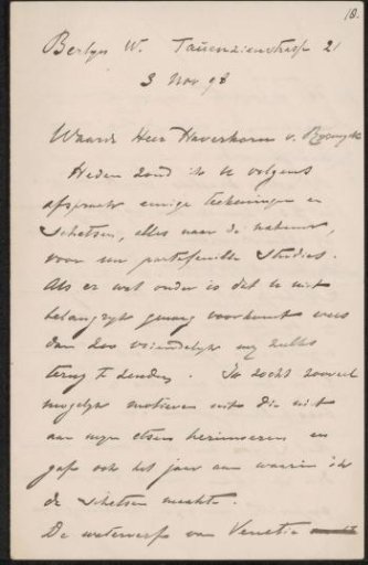 Letter to Pieter Haverkorn van Rijsewijk