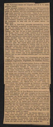 Newspaper clipping concerning Carel Nicolaas Storm van 's-Gravesande