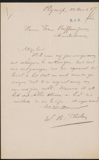 Letter to Frans Buffa and Sons