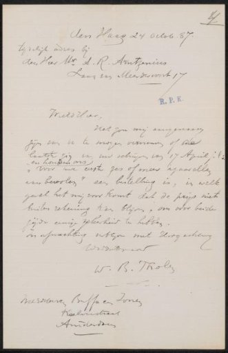 Letter to Frans Buffa and Sons