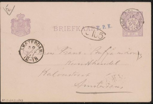 Postcard to Frans Buffa and Sons