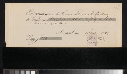 Receipt for Willem Bastiaan Tholen