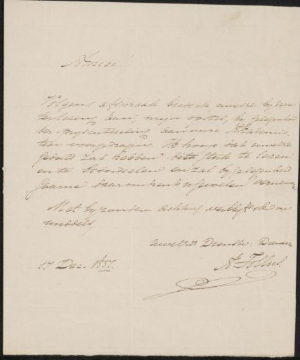 Letter to Jean Baptiste Weenink