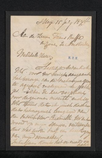 Letter to Frans Buffa and Sons
