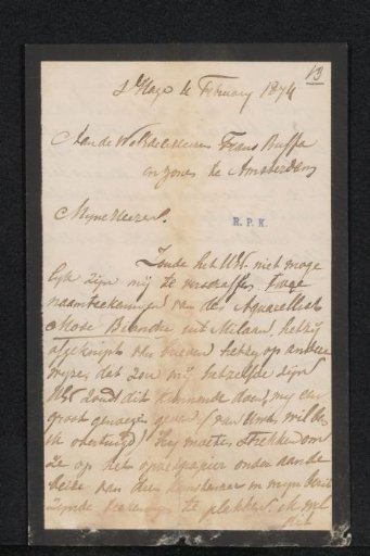 Letter to Frans Buffa and Sons