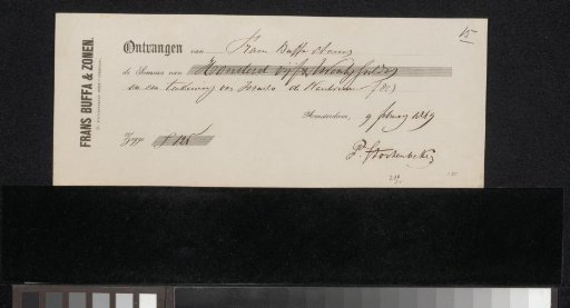 Receipt for Pieter Stortenbeker