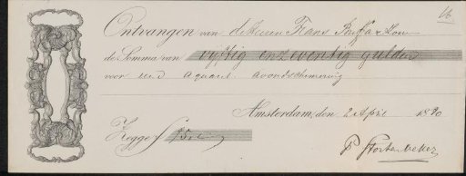 Receipt for Pieter Stortenbeker