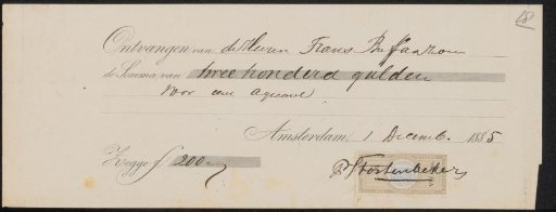 Receipt for Pieter Stortenbeker