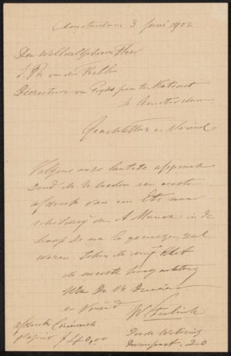 Letter to Johan Philip van der Kellen