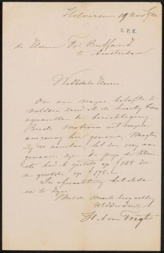 Letter to Frans Buffa and Sons