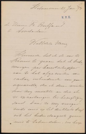 Letter to Frans Buffa and Sons