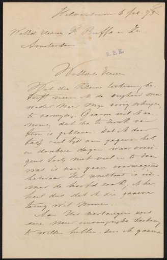 Letter to Frans Buffa and Sons