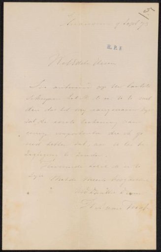 Letter to Frans Buffa and Sons