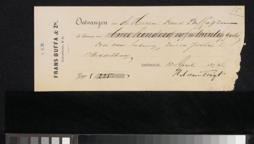 Receipt for Hendrik Albert van Trigt