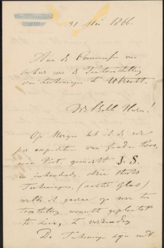 Letter to the Committee of the Exhibition of Living Masters in Utrecht