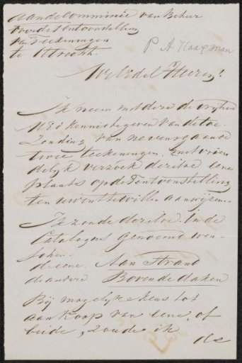 Letter to the committee of the Exhibition of Living Masters in Utrecht