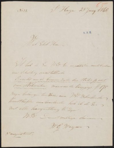 Letter to the committee of the Exhibition of Living Masters in Utrecht