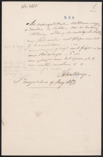 Letter to G.M.C. Hooft, secretary of the committee of the Exhibition of Living Masters in The Hague