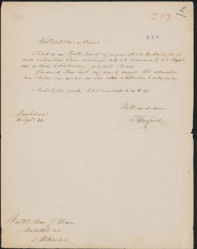 Letter to Christiaan Kramm