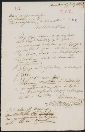 Letter to the committee of the Exhibition of Living Masters in Utrecht