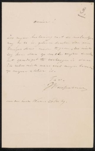 Letter to Lambertus Hardenberg (1822-1900)