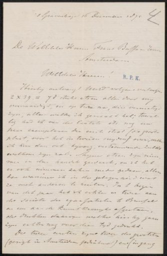 Letter to Frans Buffa en Zonen