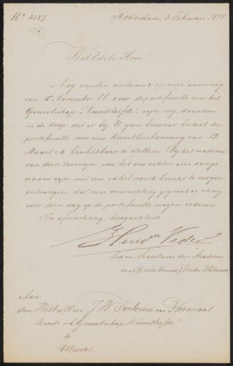 Letter to J.W. Verloren van Themaat, secretary of the Society of Art and Love