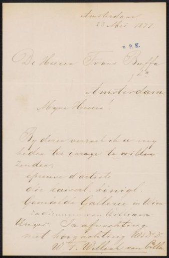 Letter to Frans Buffa and Sons