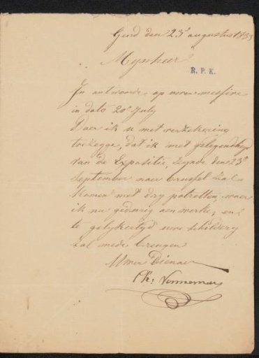 Letter to Emanuel Van de Walle