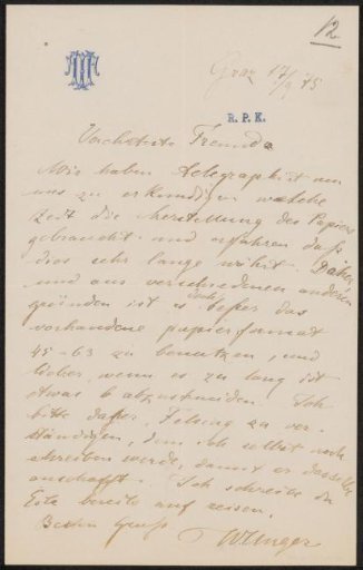 Letter to Frans Buffa and Sons