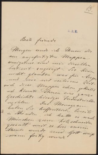 Letter to Frans Buffa and Sons