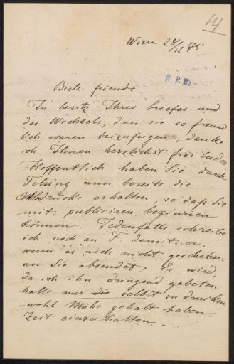 Letter to Frans Buffa and Sons
