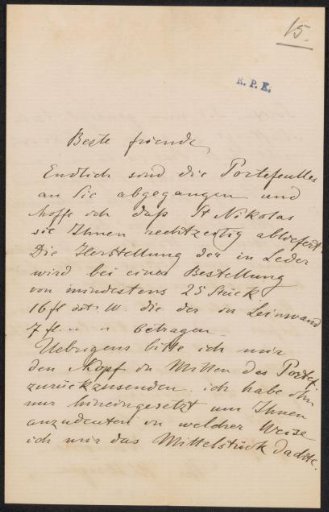 Letter to Frans Buffa and Sons