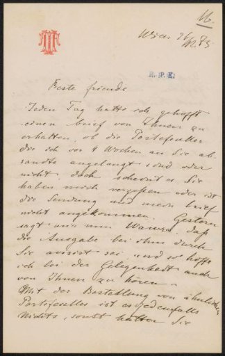 Letter to Frans Buffa and Sons