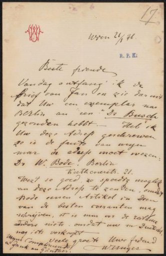 Letter to Frans Buffa and Sons