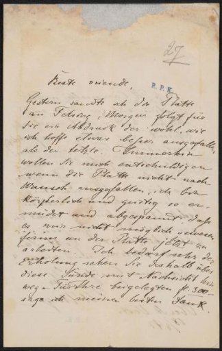 Letter to Frans Buffa and Sons