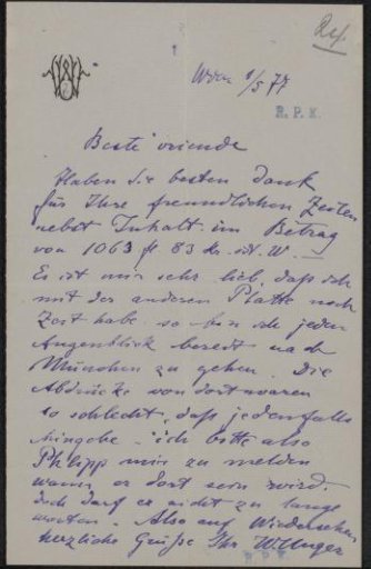 Letter to Frans Buffa and Sons