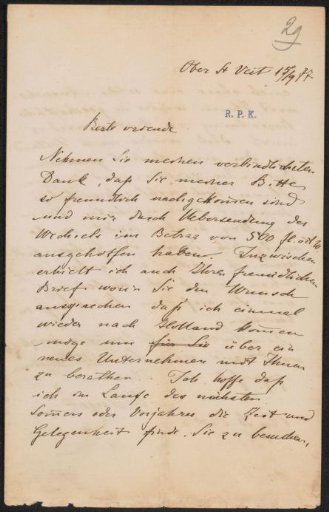 Letter to Frans Buffa and Sons