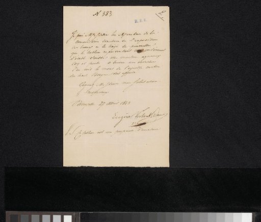 Letter to the committee of the Exhibition of Living Masters in The Hague