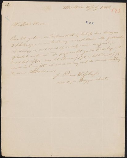 Letter to the Commission of the Exhibition of Living Masters in Utrecht