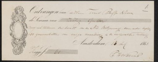 Receipt for Pieter Harmen Witkamp
