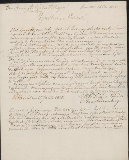 Letter to Adriaan van der Willigen