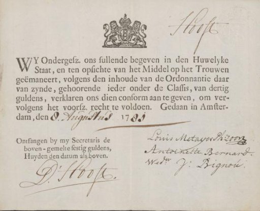Marriage announcement of Louis Metayer and Antoinette Bernard