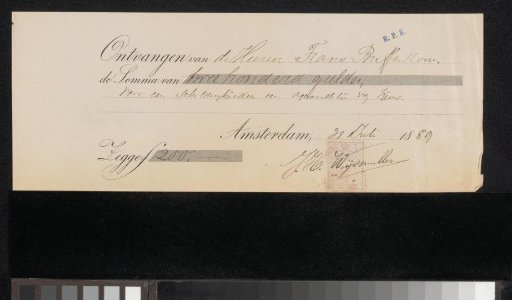 Receipt for Frans Buffa and Sons
