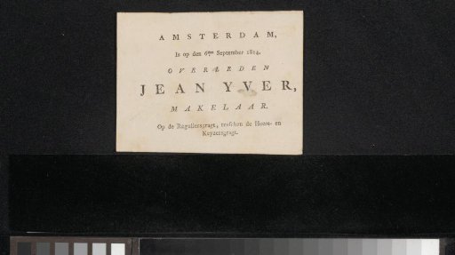 Death notice concerning Jan Yver