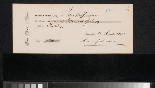 Receipt for Hendrik Jan Zimmerman